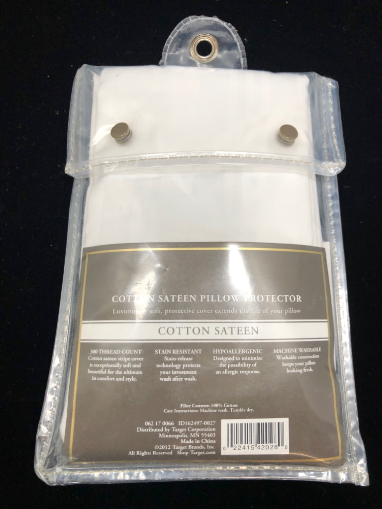 NIP COTTON SATEEN PILLOW PROTECTOR STANDARD/QUEEN