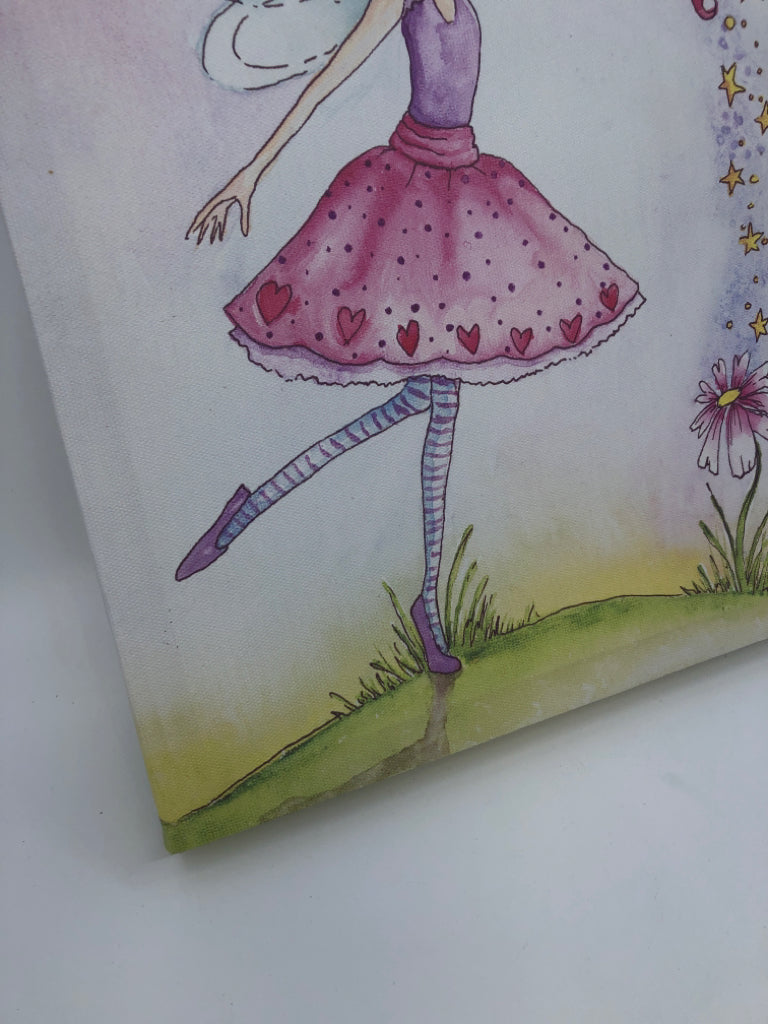 FAIRY W HEART AND WAND CANVAS WALL ART.