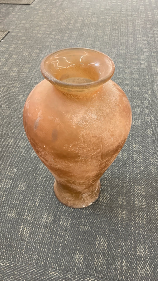 PINK FROSTED GLASS FLOOR VASE.