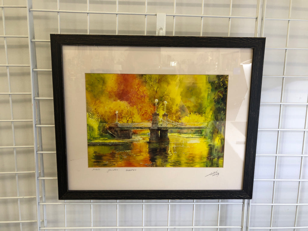 PUBLIC GARDEN BOSTON WATERCOLOR FRAMED- SIGNED.