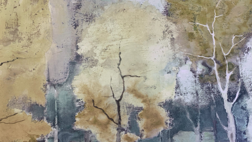 FAUX WATER COLOR TREES CANVAS.