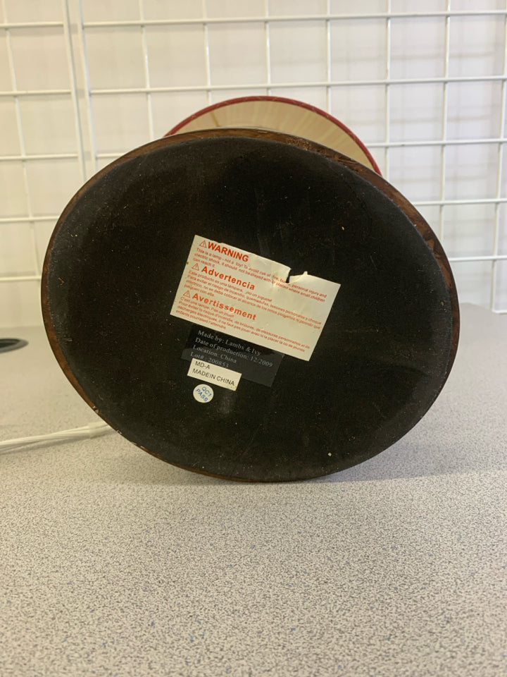 SAFARI ANIMALS LAMP W/ORANGE STRIPED SHADE.