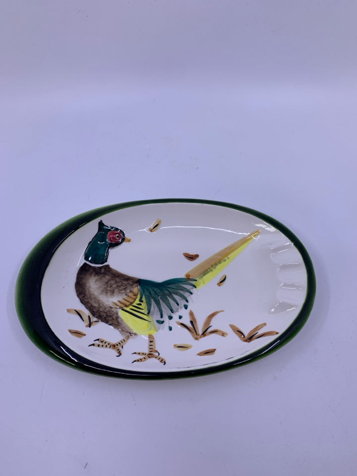 VTG PHEASANT OVAL ASHTRAY.