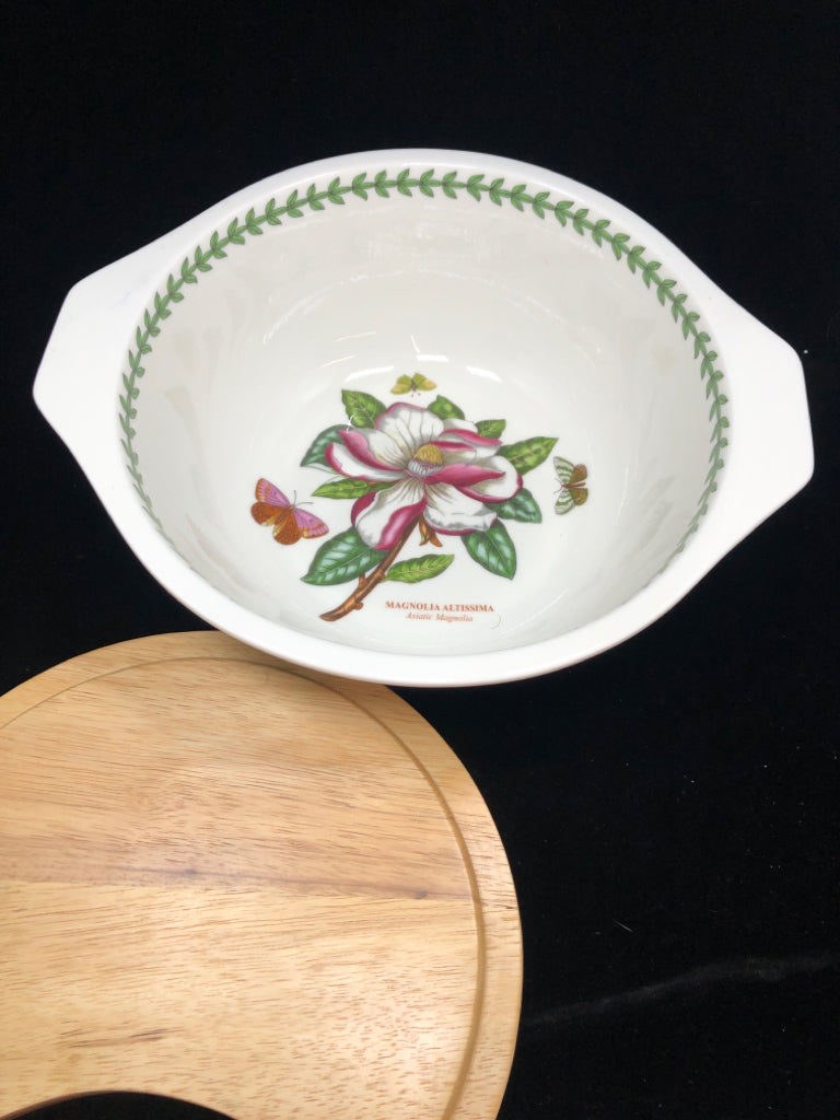 BOTANIC MAGNOLIA MIXING BOWL W/BAMBOO LID.