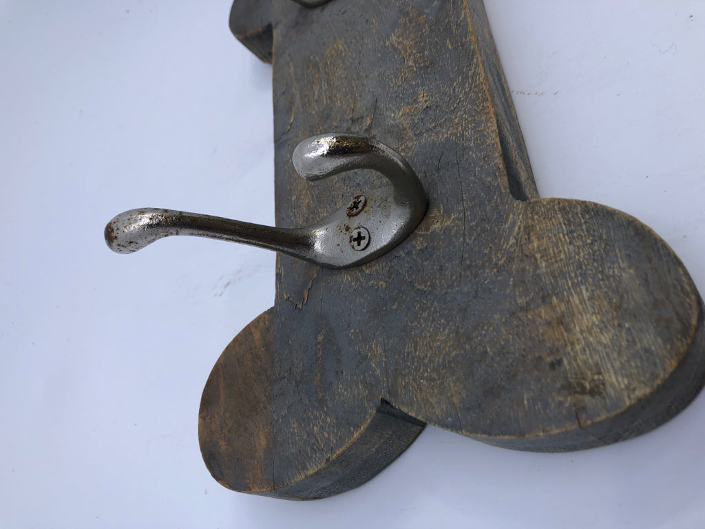 WOOD DOG BONE WALL HOOK.