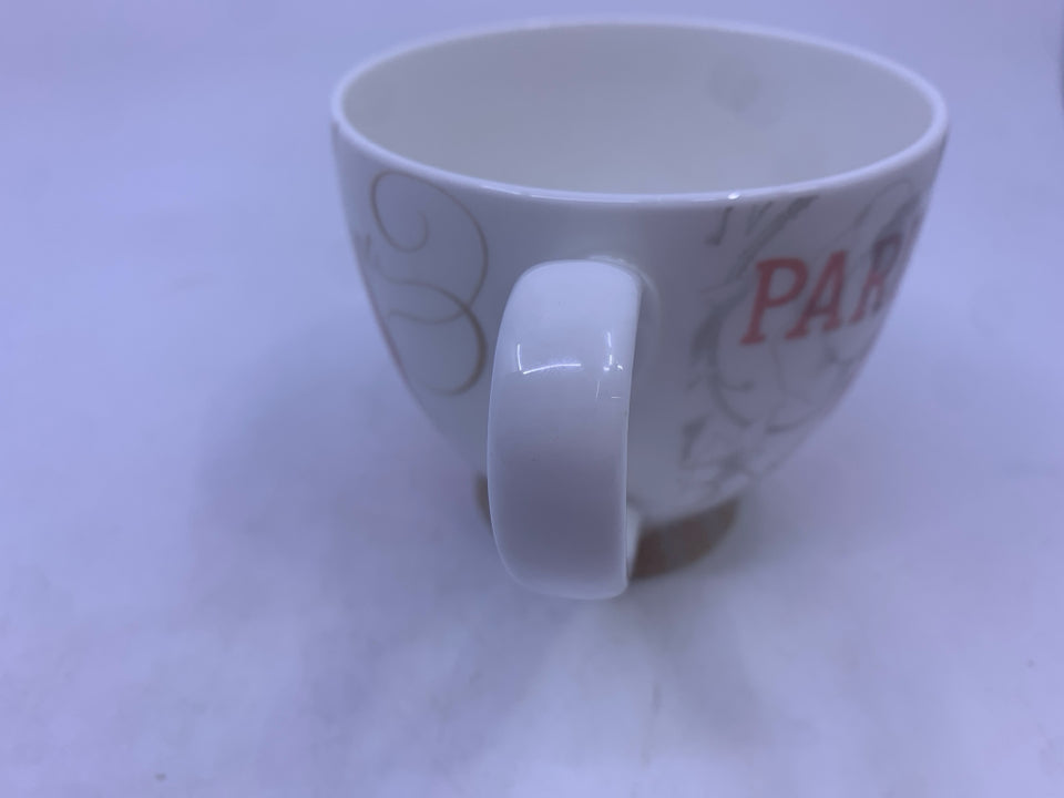 PEACH FLORAL W SCRIPT MUG.