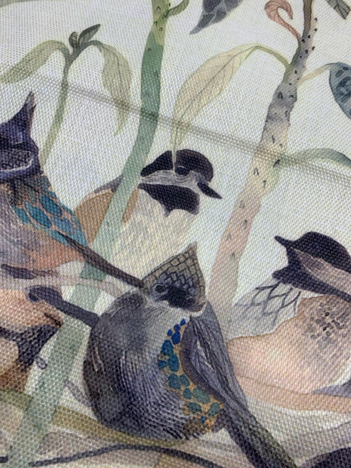 WATERCOLOR BIRD PRINT THROW PILLOW COVER.