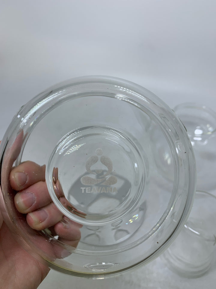 5 PC MUSEE' DE THE' GLASS TEAPOT & AURORA GLASS WARMER.