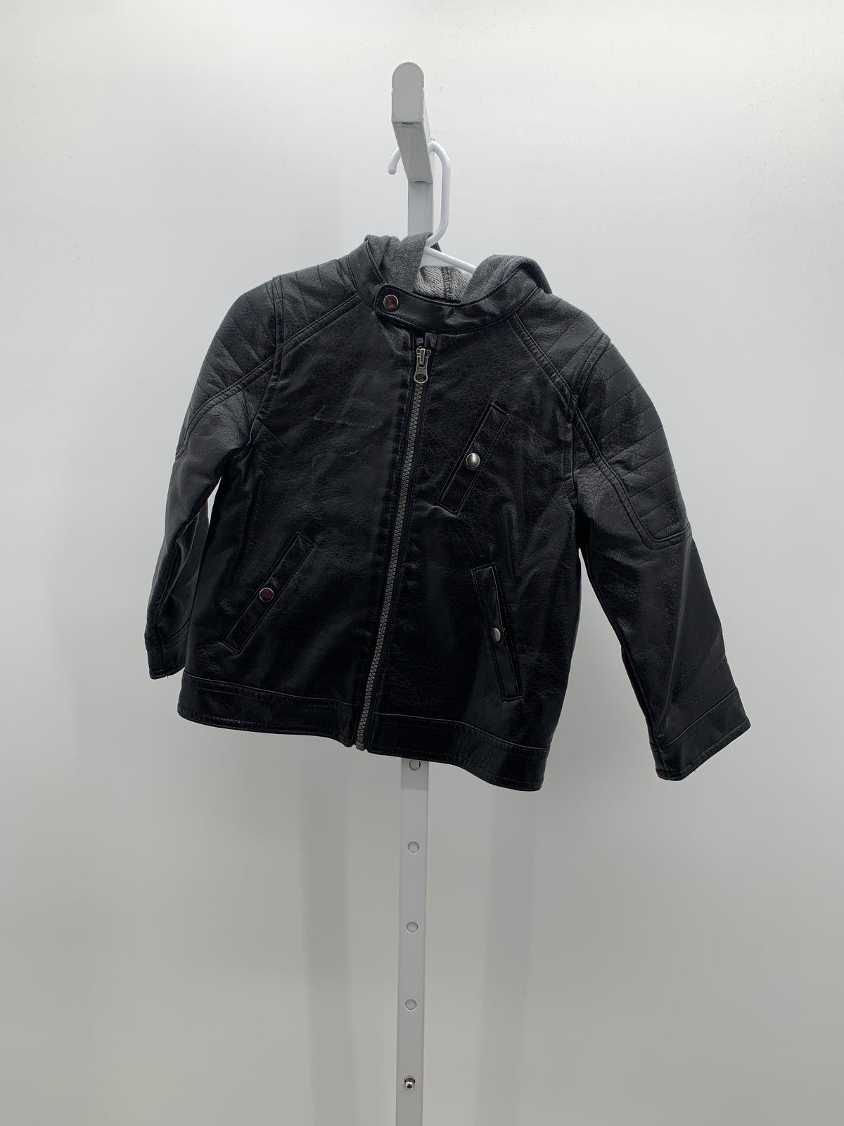 HOODED FAUX LEATHER