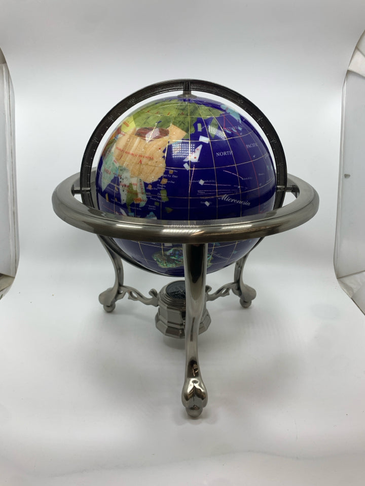 GLOBE WITH DIFFERENT STONE COUNTRIES.