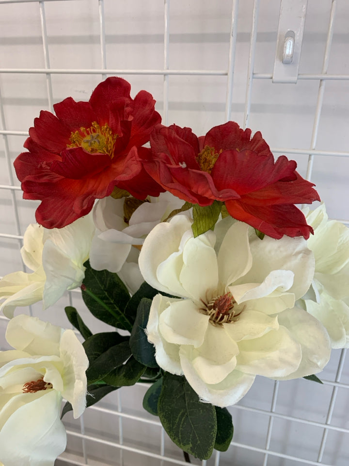 FAUX RED AND WHITE BOUQUET.