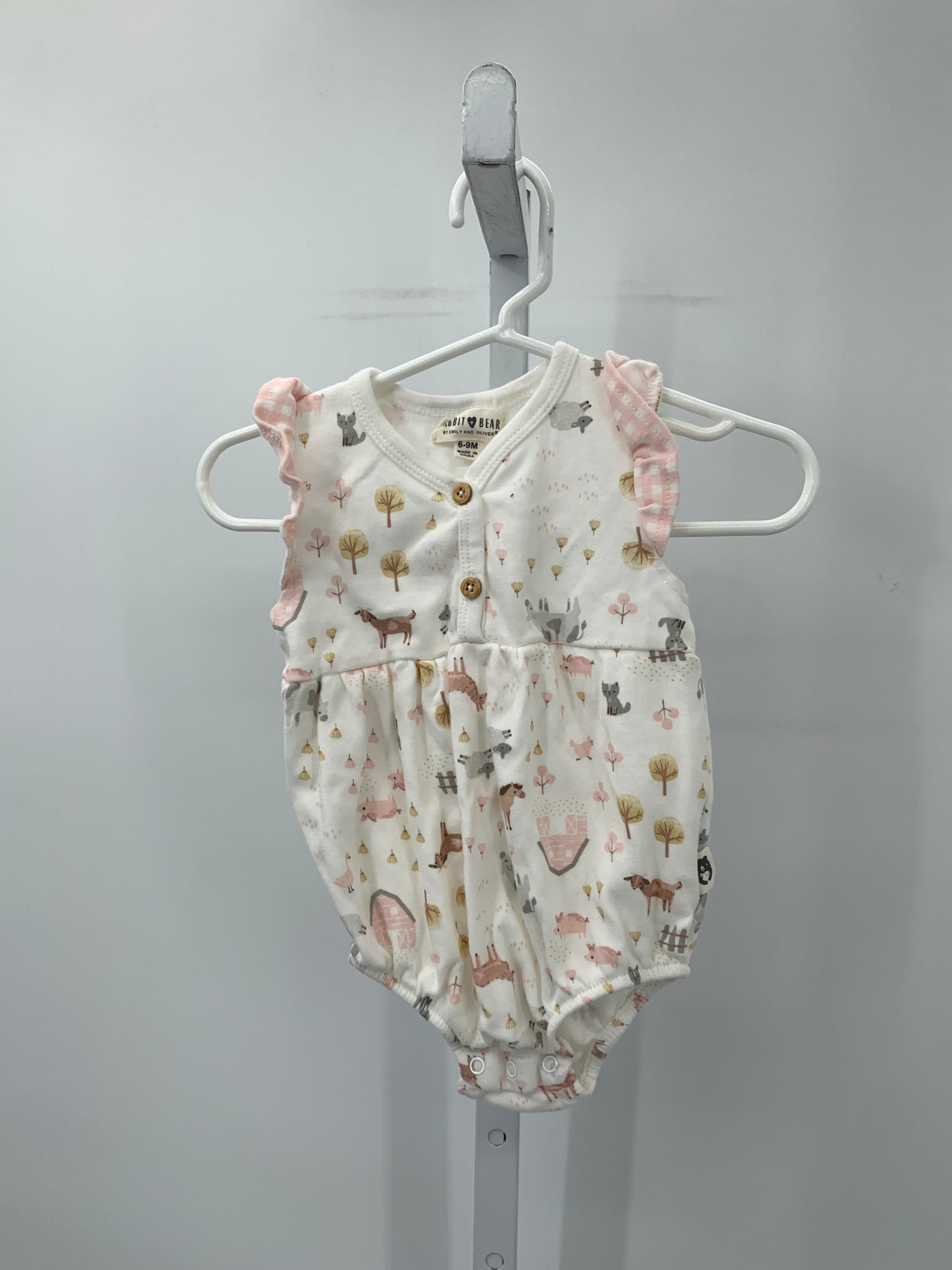 Rabbit + Bear Size 6-9 mon Girls Sleeveless Romper