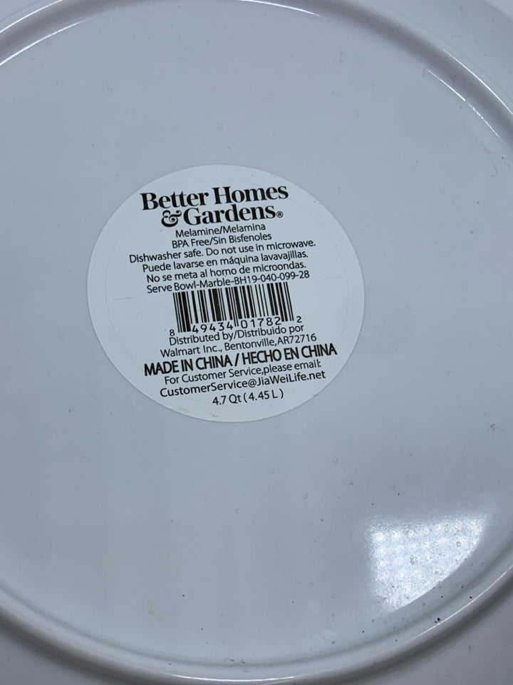 MARBLE MELAMINE SERVING BOWL.