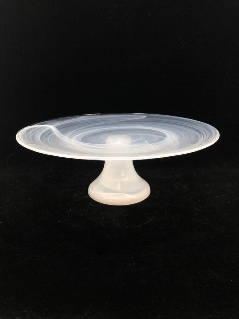 FROSTED SWIRL GLASS DESSERT PLATE.