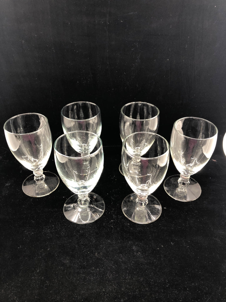 6 SHORT FOOTED WINE GLASSES.