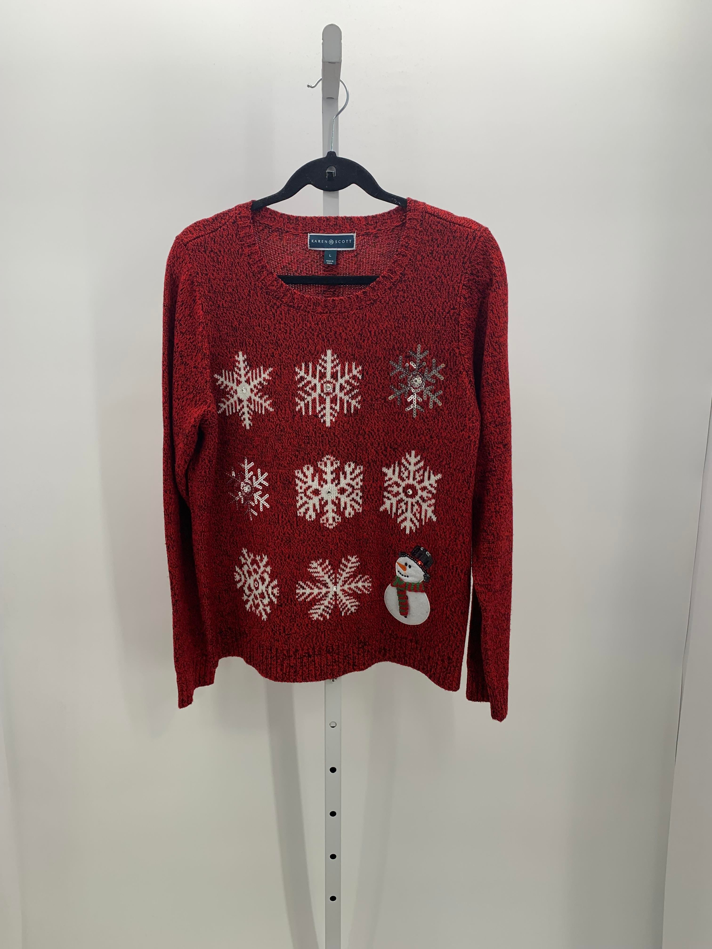 LONG SLV SWEATER SNOW MAN SNOW FLAKES
