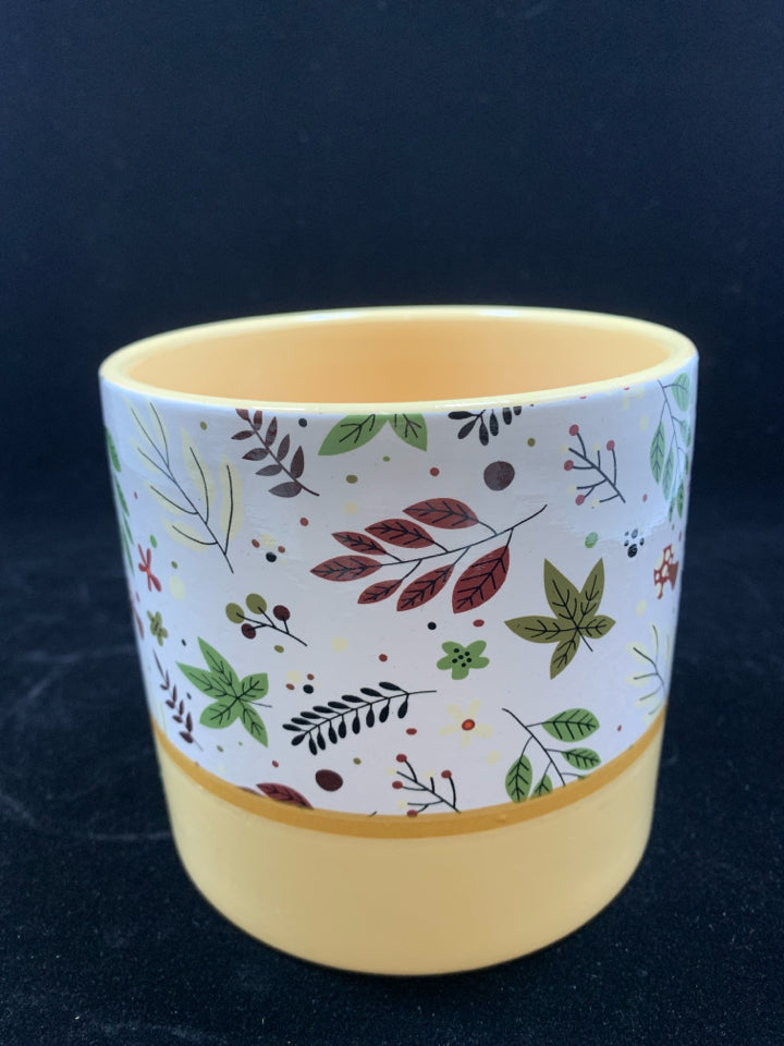 FALL LEAVES PEACH CERAMIC PLANTER.