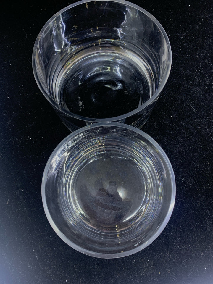 2 ROUND CYLINDER CANDY DISHES.