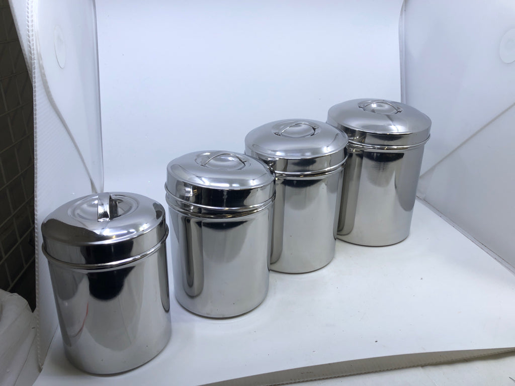 4 STAINLESS SMALL CANISTERS