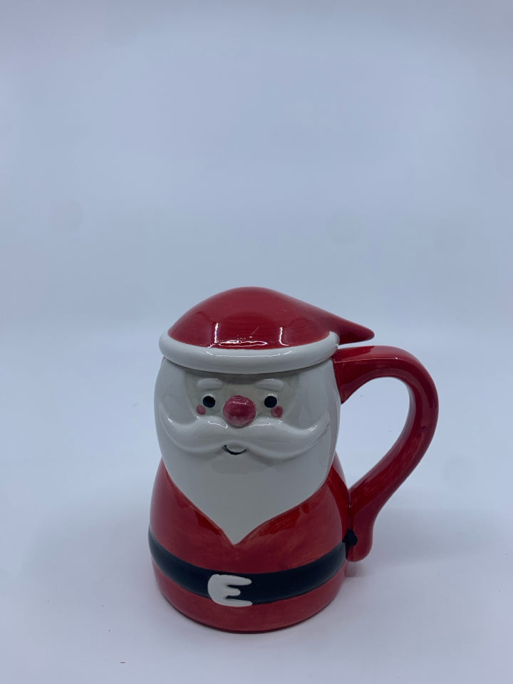 RED SANTA MUG W LID.