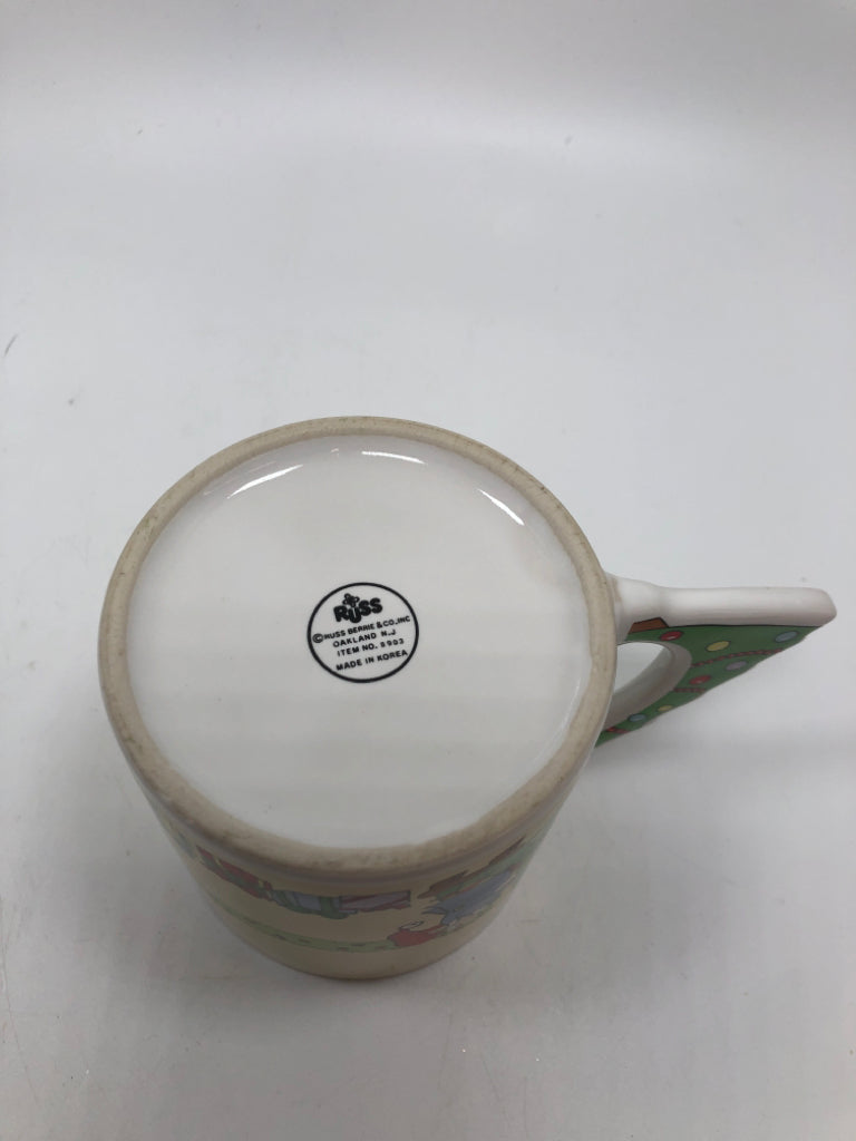 "HAVE A JOLLY CHRISTMAS" MUG W/ TREE HANDLE.