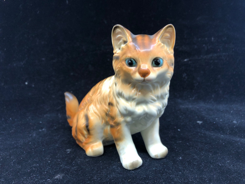 VTG SMALL CERAMIC TIGER CAT FIGURE.