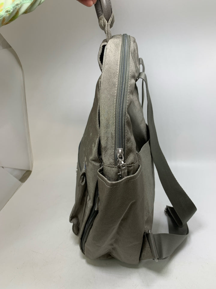 Metallic Grey Nylon Backpack