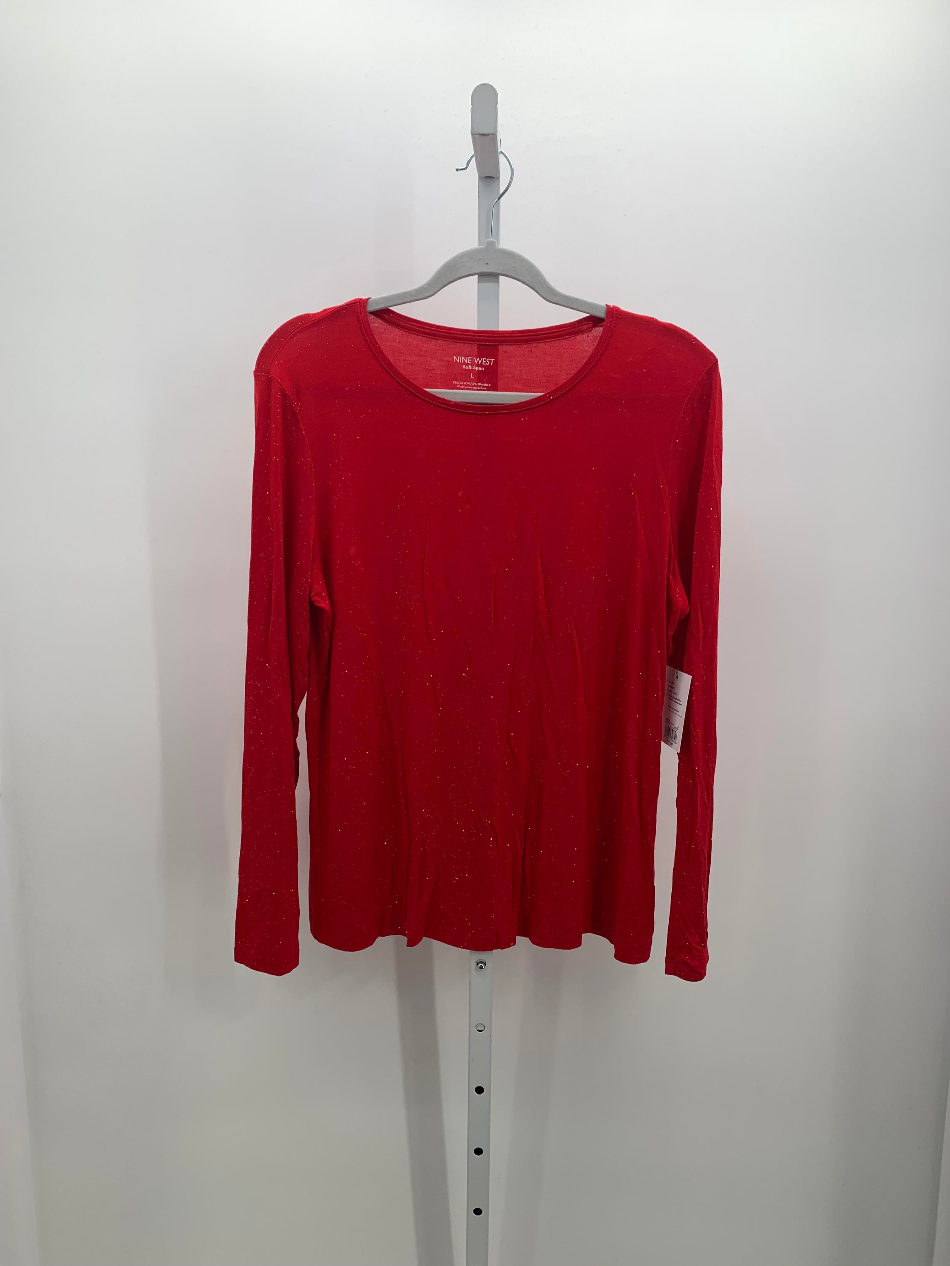 Nine West Size Large Misses Long Sleeve Shirt