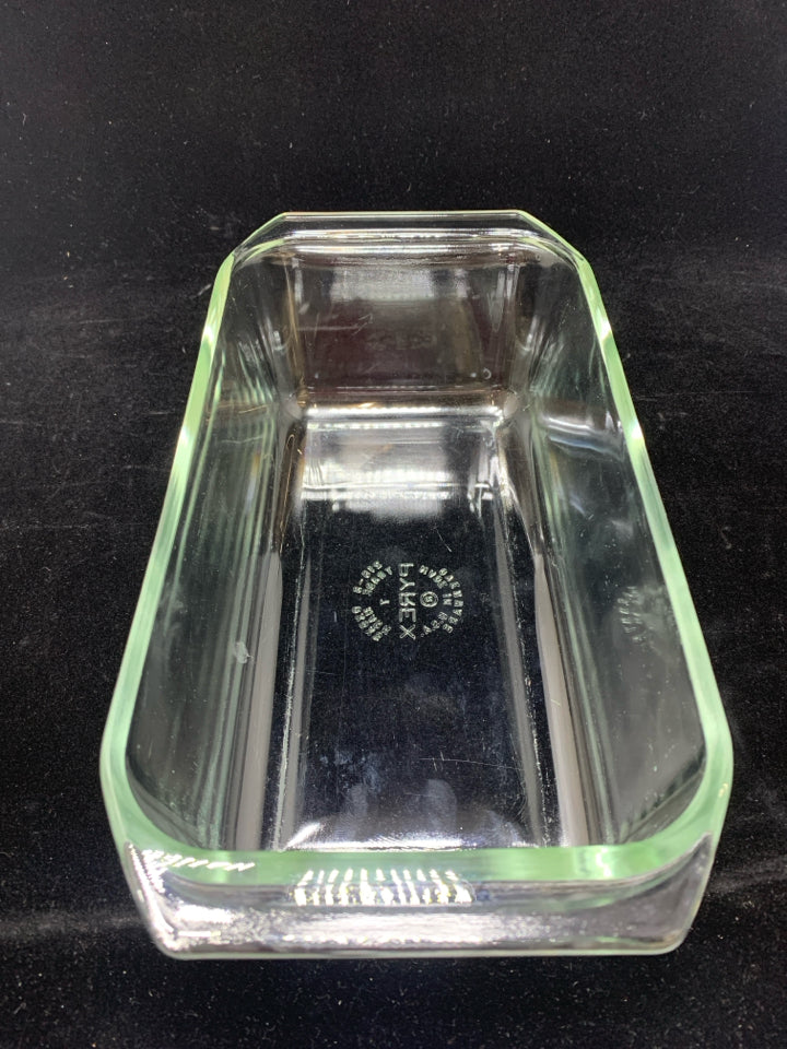 GLASS PYREX LOAF BAKING DISH.