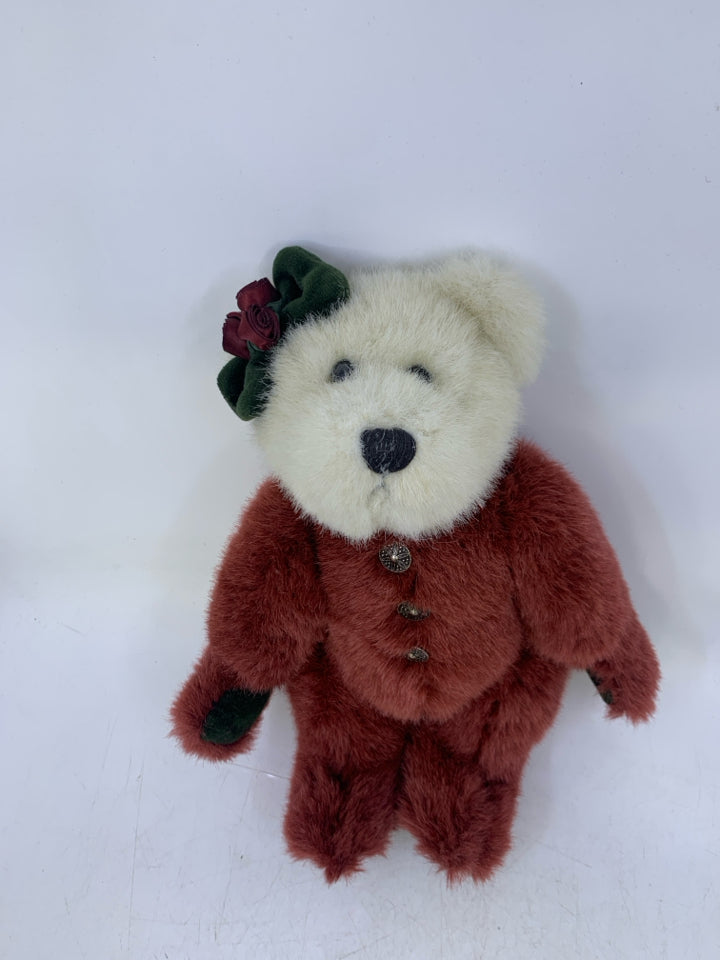 RED/WHITE BEAR W/ BOW/BUTTONS.