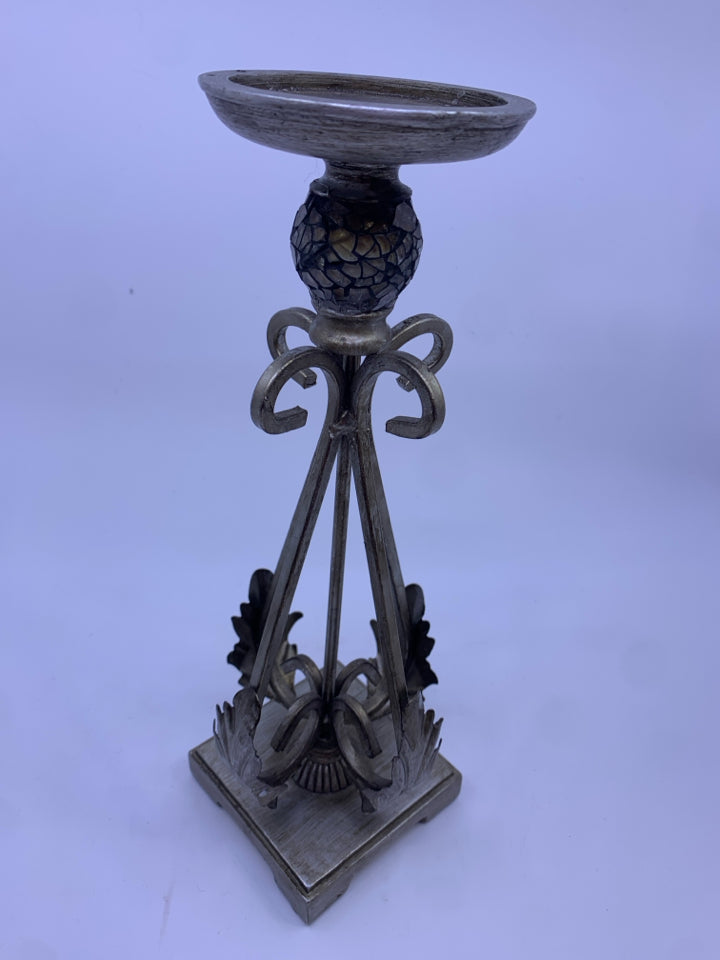 GOLDEN CANDLE PILLAR- LEAF AND SCROLL PATTERN.