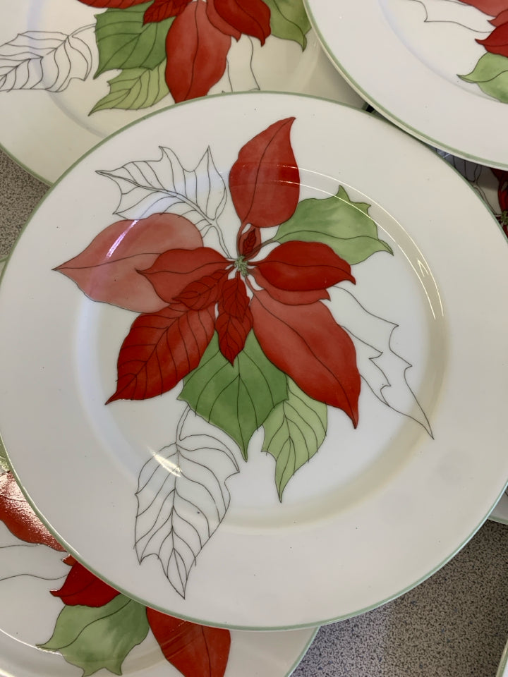 8 POINSETTIA DESSERT/ LUNCH PLATES-BLOCK SPAL.