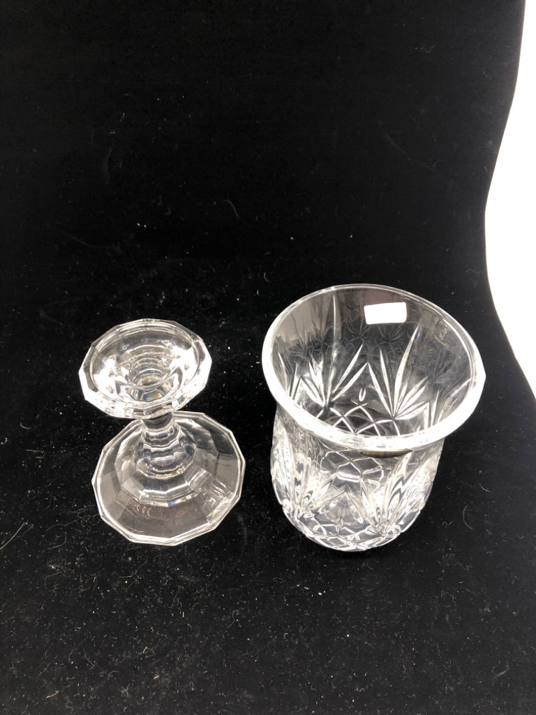 2PC CRYSTAL CANDLE HOLDER.