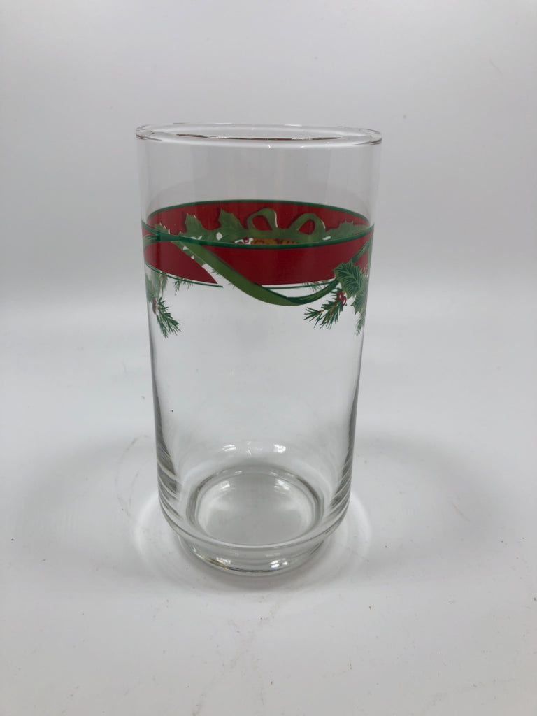 10PC RIBBON, PINECONE, HOLLY TUMBLER SET.