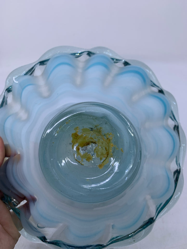 BLUE FLOWER GLASS BOWL.