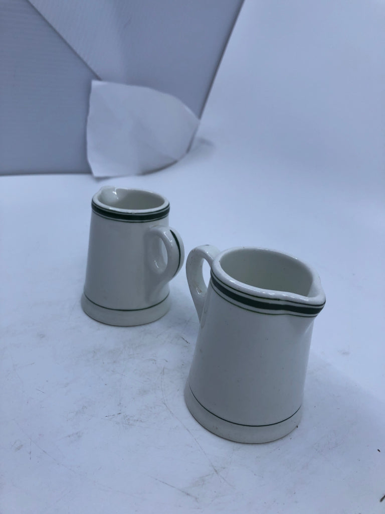 2 VTG CREAMERS W/GREEN RIM JOHN MADDOCK & SONS.