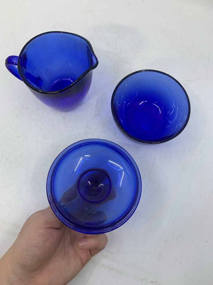 GLASS SUGAR/CREAMER SET.