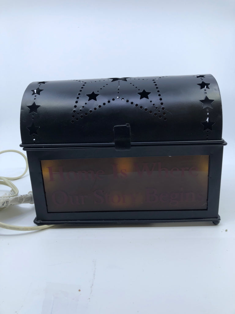 "HOME IS WHERE OUR STORY" BLACK METAL STAR PIERCED LIGHT UP CHEST.