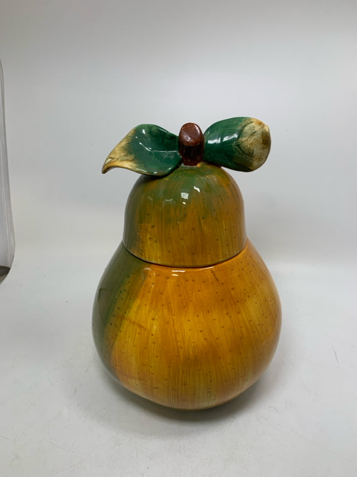 VTG SAKURA SONOMA PEAR CERAMIC PAINTED COOKIE JAR.