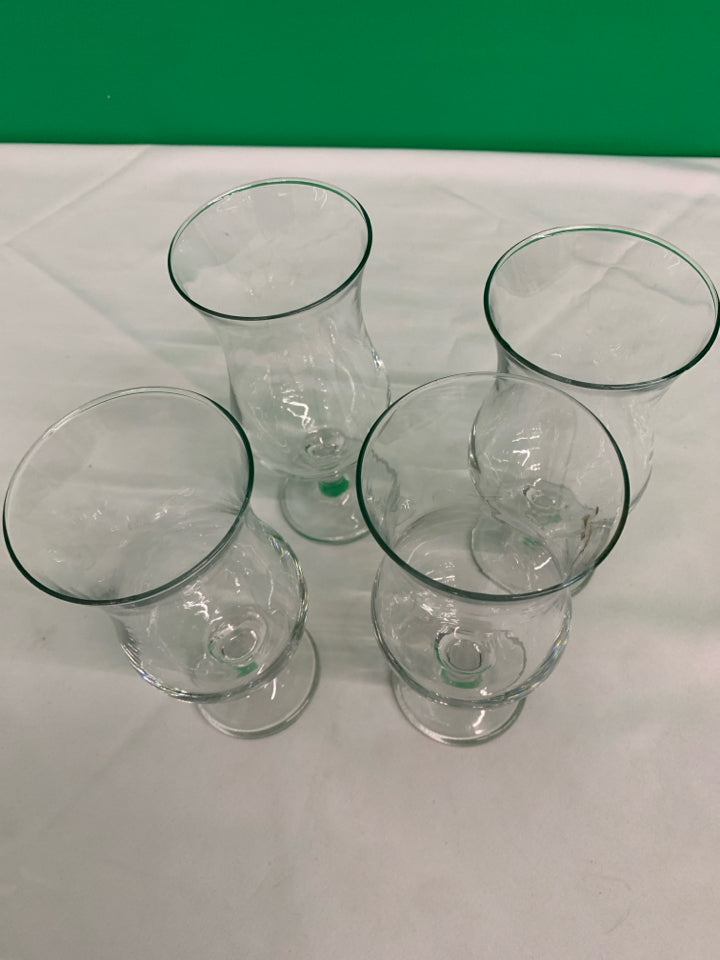 4 HOUR GLASS SHAPED WINE GLASSES.