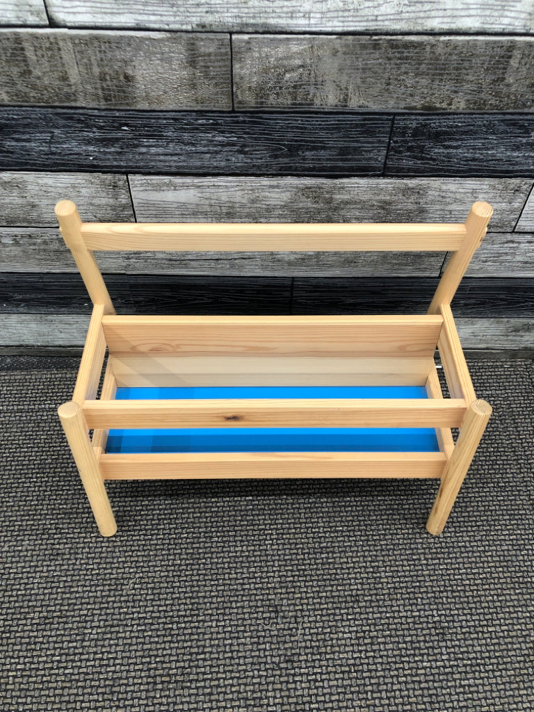 LT WOOD BENCH STYLE KIDS BOOK STORAGE.