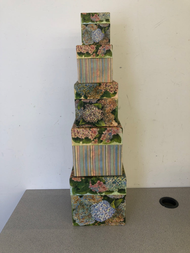 5 FLORAL NESTING BOXES.