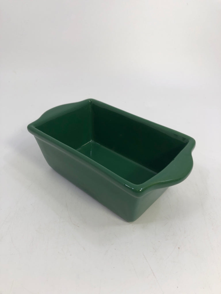 JADE GLAZED STONEWARE LOAF PAN.