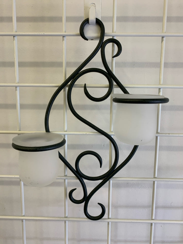METAL SCROLL CANDLE HOLDER WALL SCONCE.