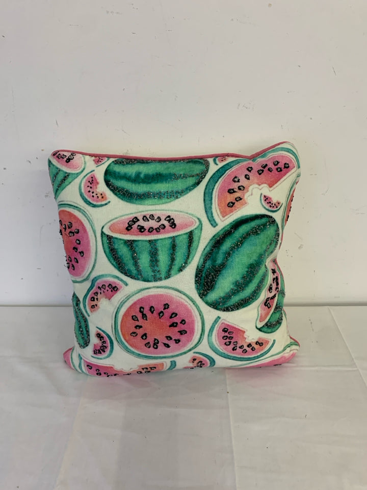 PINK AND GREEN WATERMELON PILLOW.