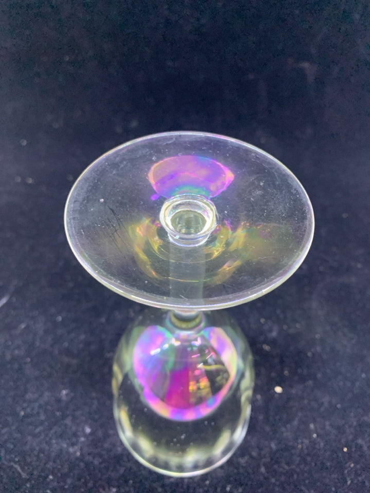 4 IRIDESCENT WINE GLASSES.