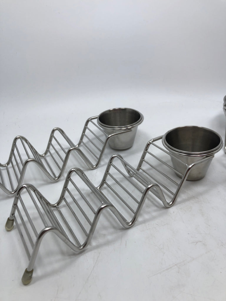 FOUR 2PC TACO HOLDER/DIP SET.