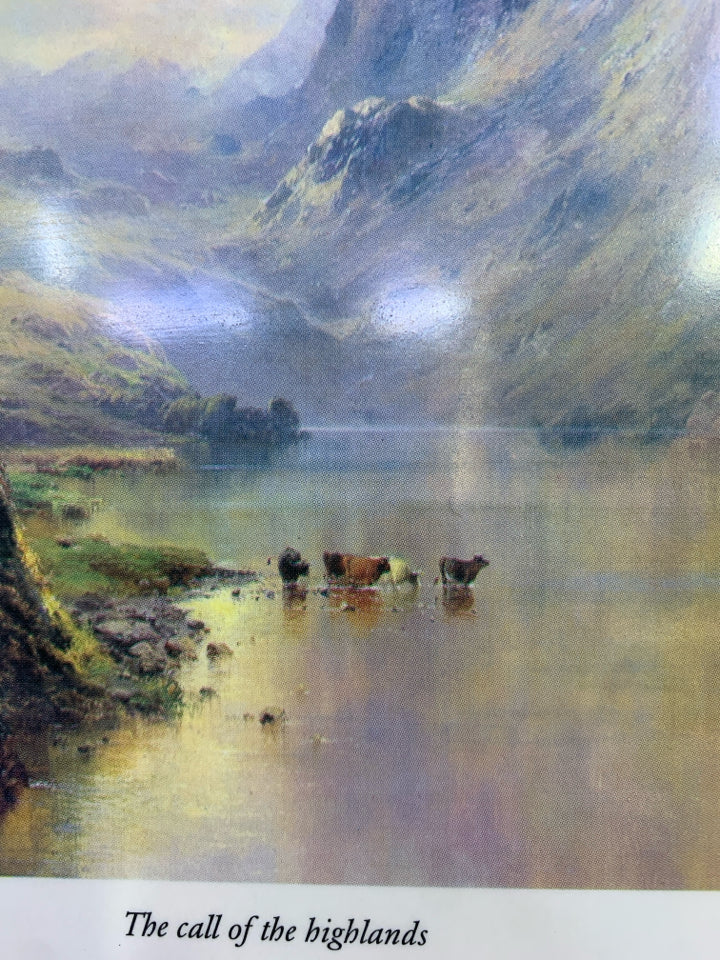 RECTANGLE TRIVET "THE CALL OF HIGHLANDS" MOUNTAIN CORK BACK.