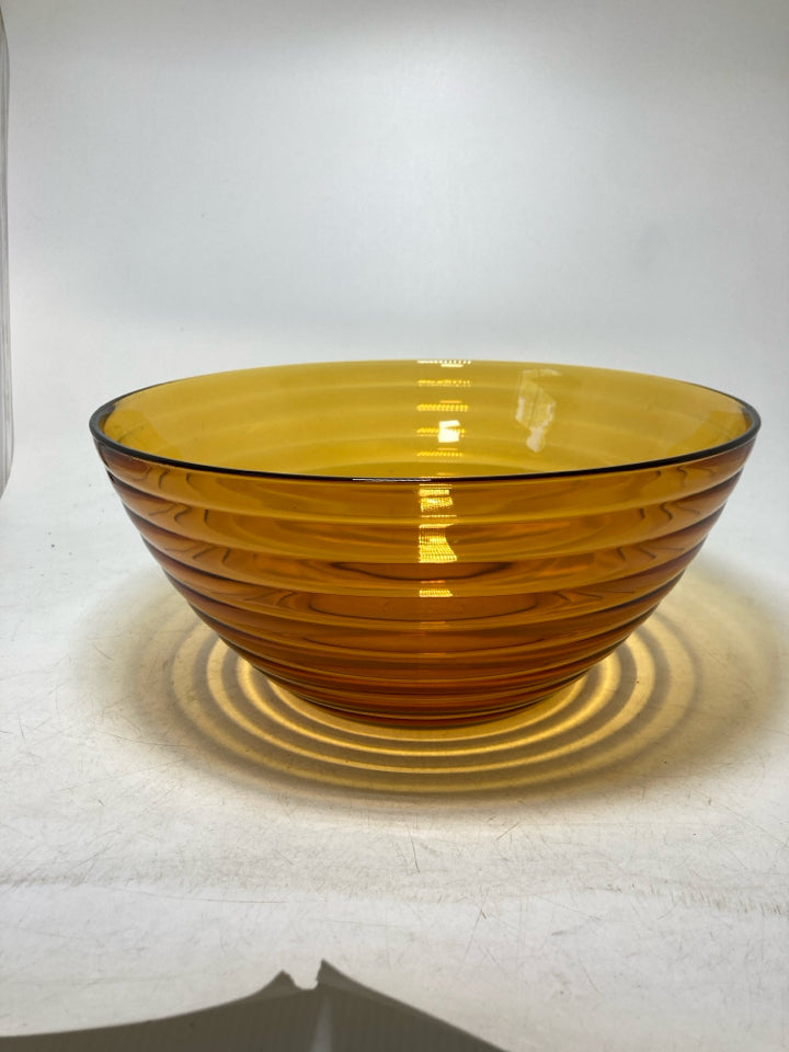 VTG RIBBED DURALEX GLASS MIXING BOWL.