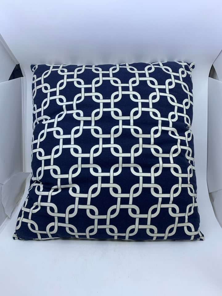 LARGE BLUE PATTERN PILLOW.